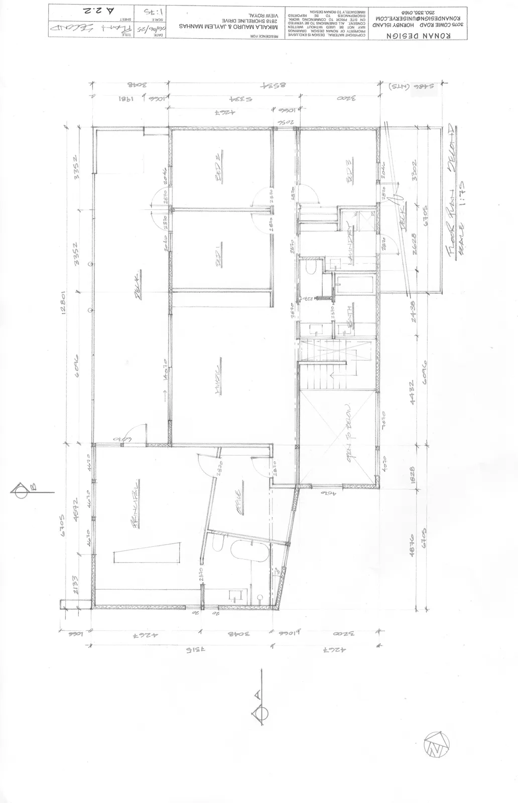 Detailed floor plan for the second level of the residence.