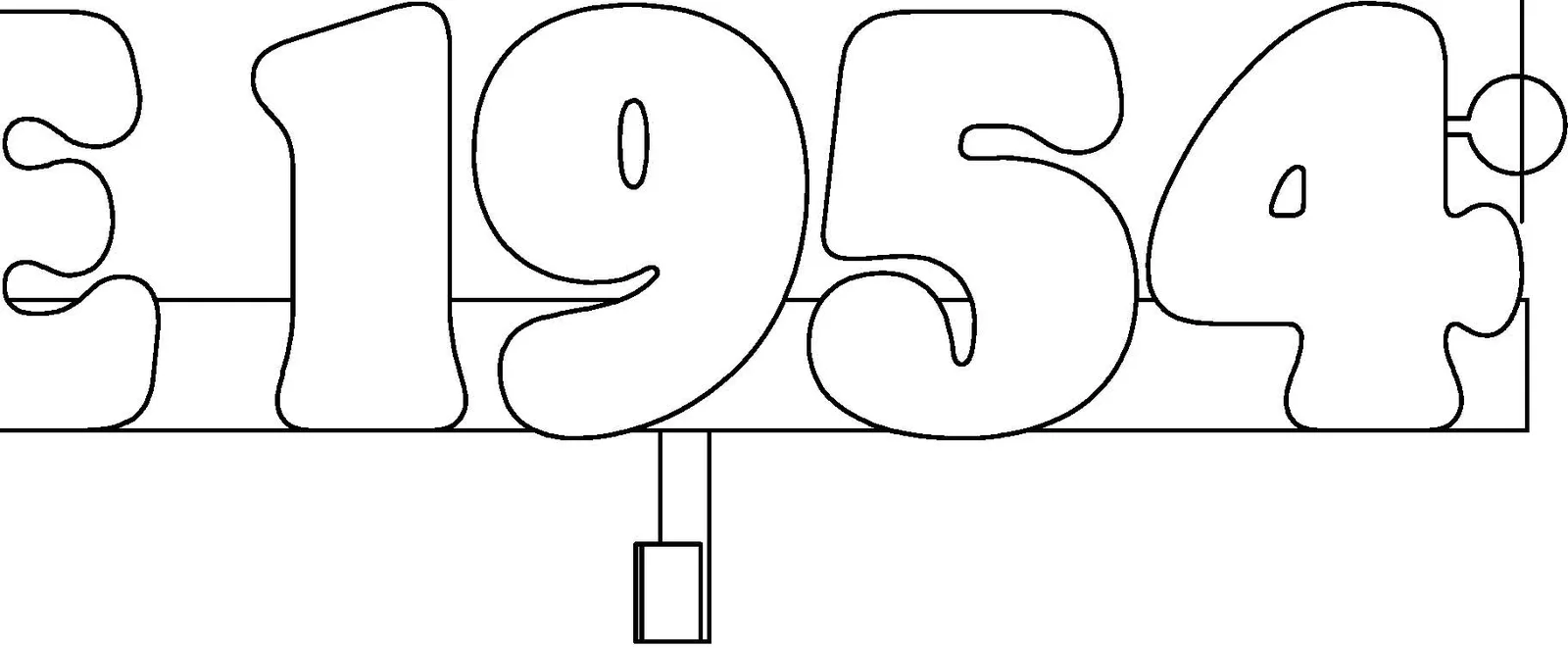 Detail of "1954" letters on carrier box