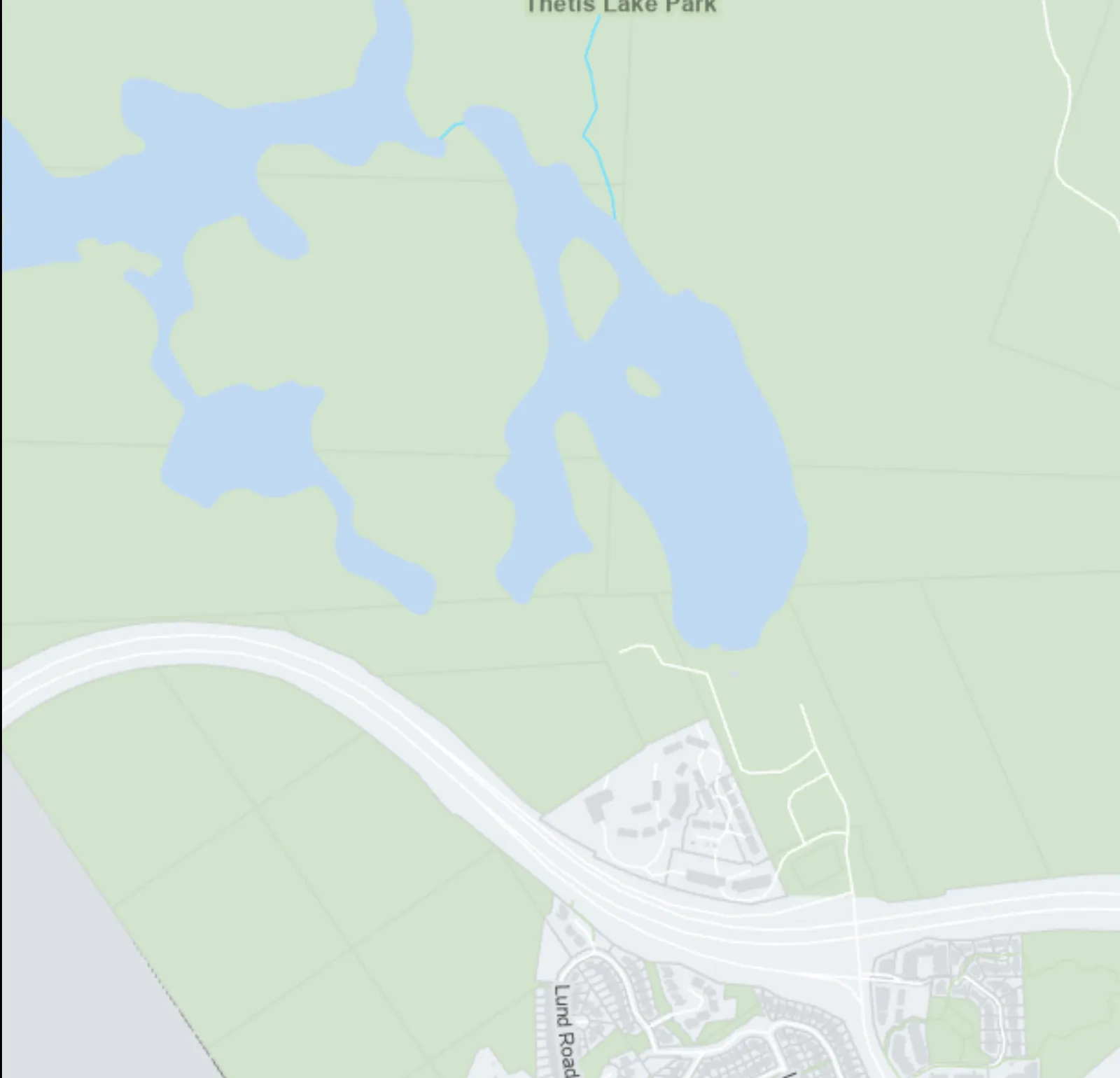 Map inset of Highlands area including Pike Lake and Upper Thetis Lake