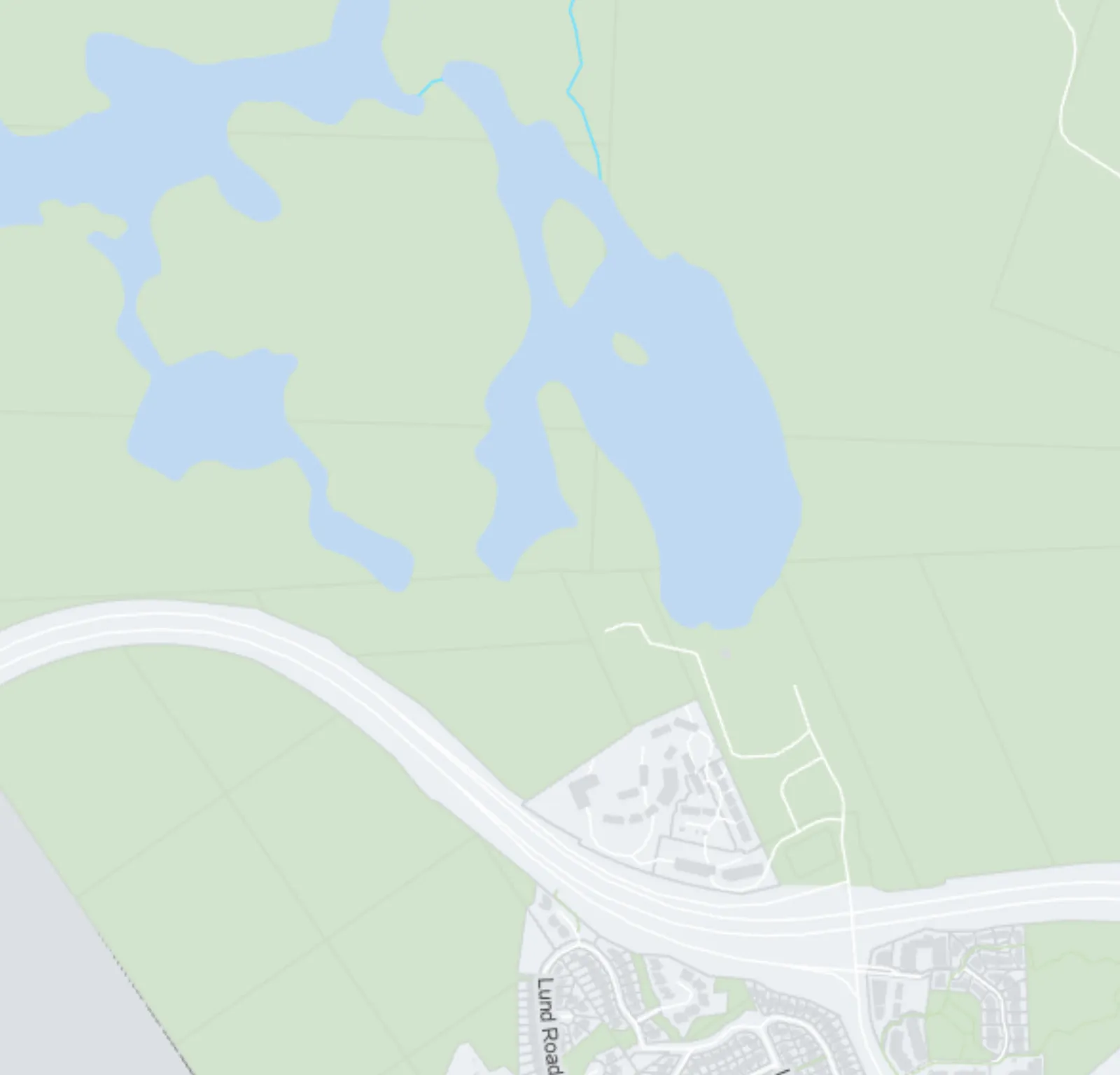 Map section showing Thetis Lake Regional Park and the surrounding residential area near Lund Road