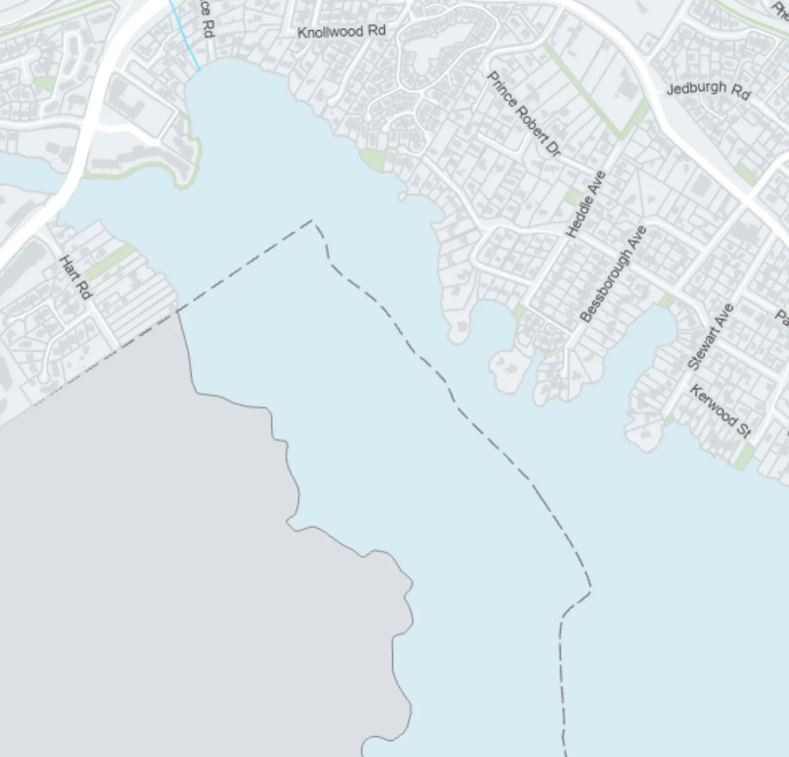 Map section showing the coastline of Esquimalt Harbour and the Prince Robert Drive area