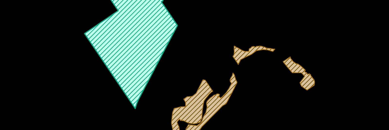 Map detail showing environmental protection and natural hazard areas