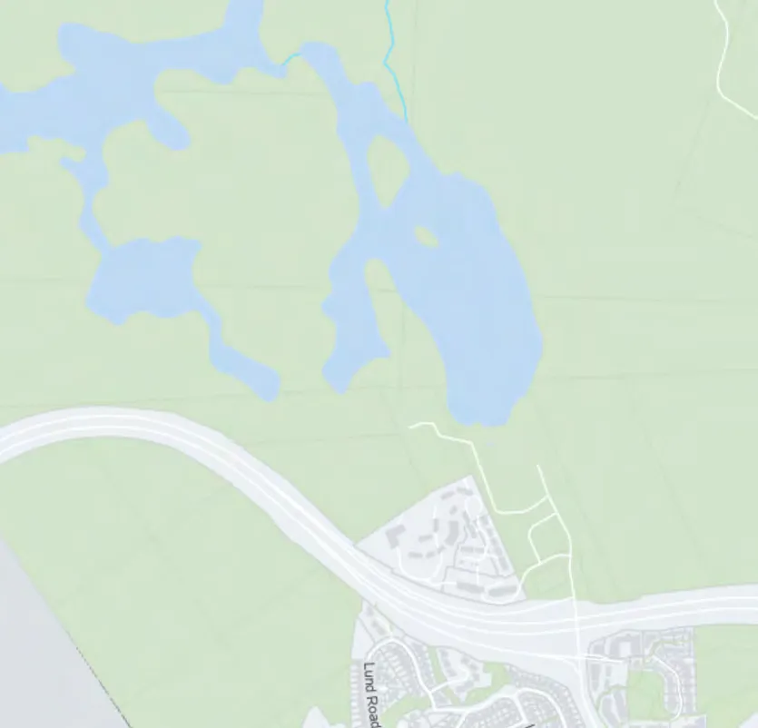 Map segment showing the northwest region, including Thetis Lake and northern residential areas.