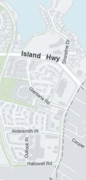 Map detail showing purple Frequent Transit Stop 400m Buffer