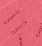 Map detail of Conard St and Quincy St residential area