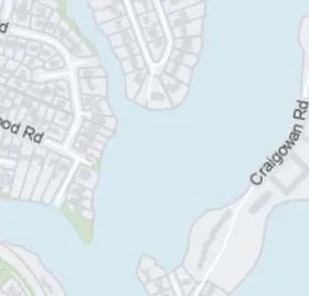 Map detail of Craigowan Rd shoreline area