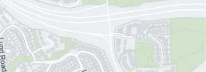 Map detail of highway and Lund Rd residential area