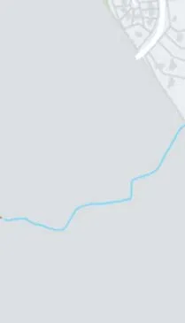 Map detail of shoreline and blue-shaded residential parcels