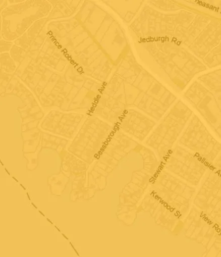 Map detail of Helmcken Rd and Rudyard Rd residential area