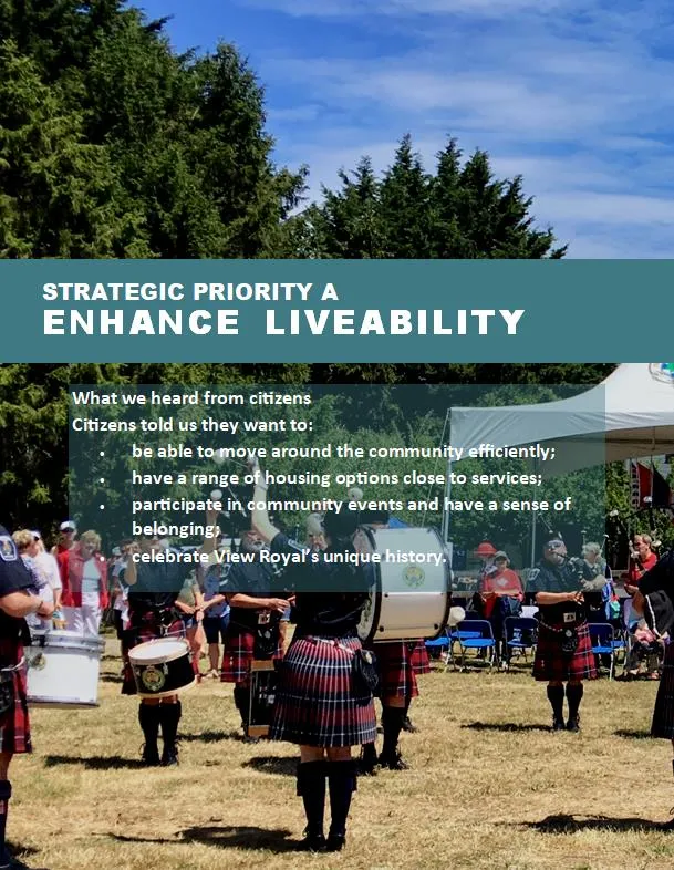 People in a bagpipe band performing in kilts at an outdoor community event