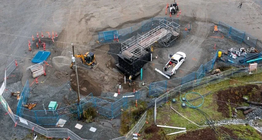 Aerial photo of the handyDART facility construction site in View Royal