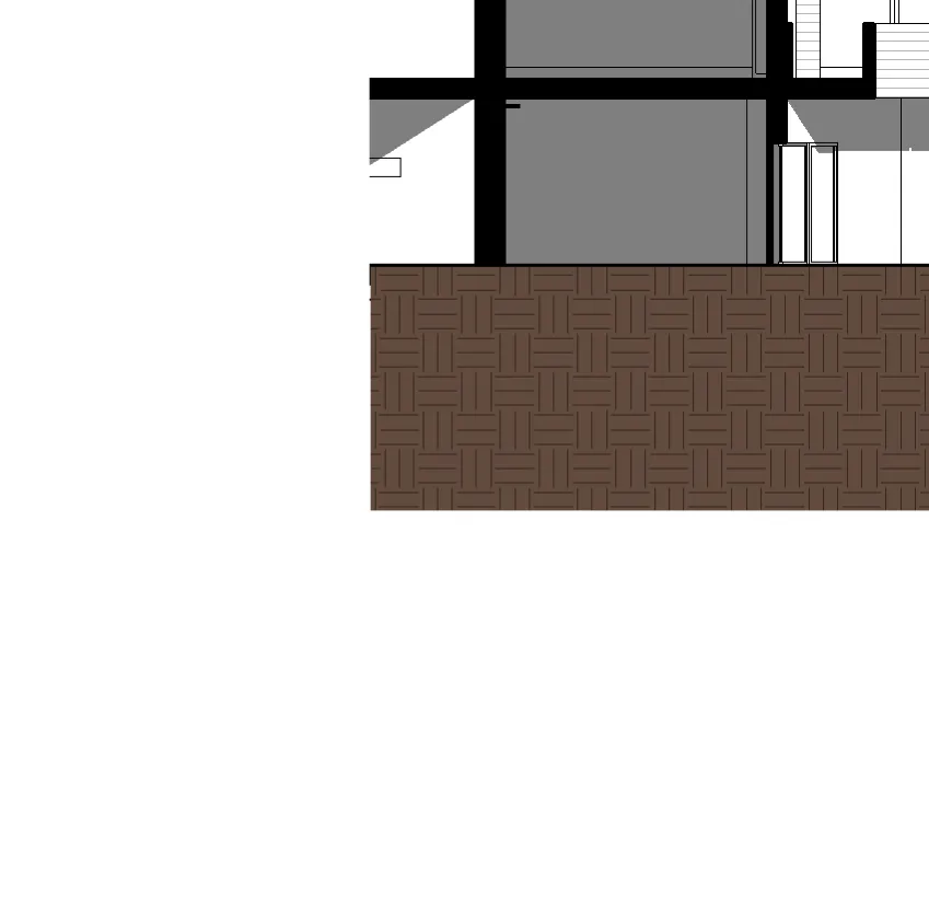 Section detail of building exterior facade