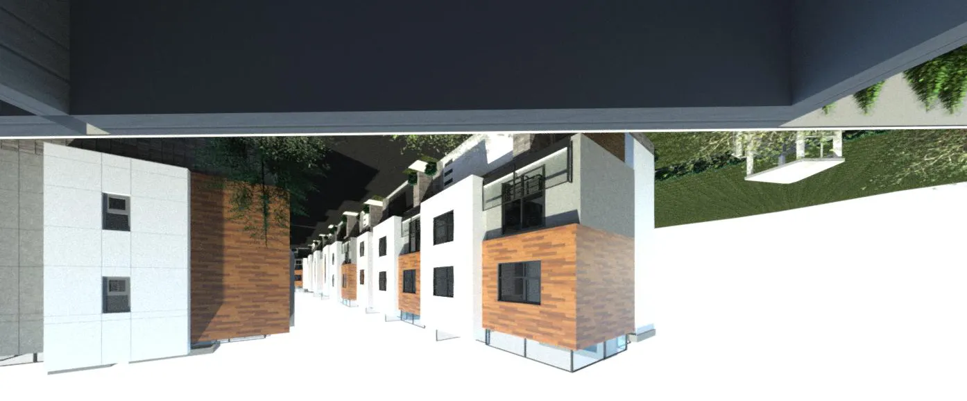 3D view from Ashley Gate Unit 4 corner Level 3 toward the project