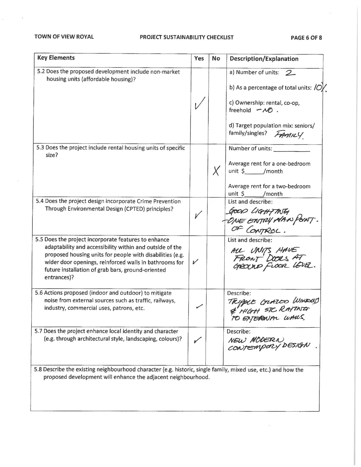 PROJECT SUSTAINABILITY CHECKLIST PAGE 6 OF 8