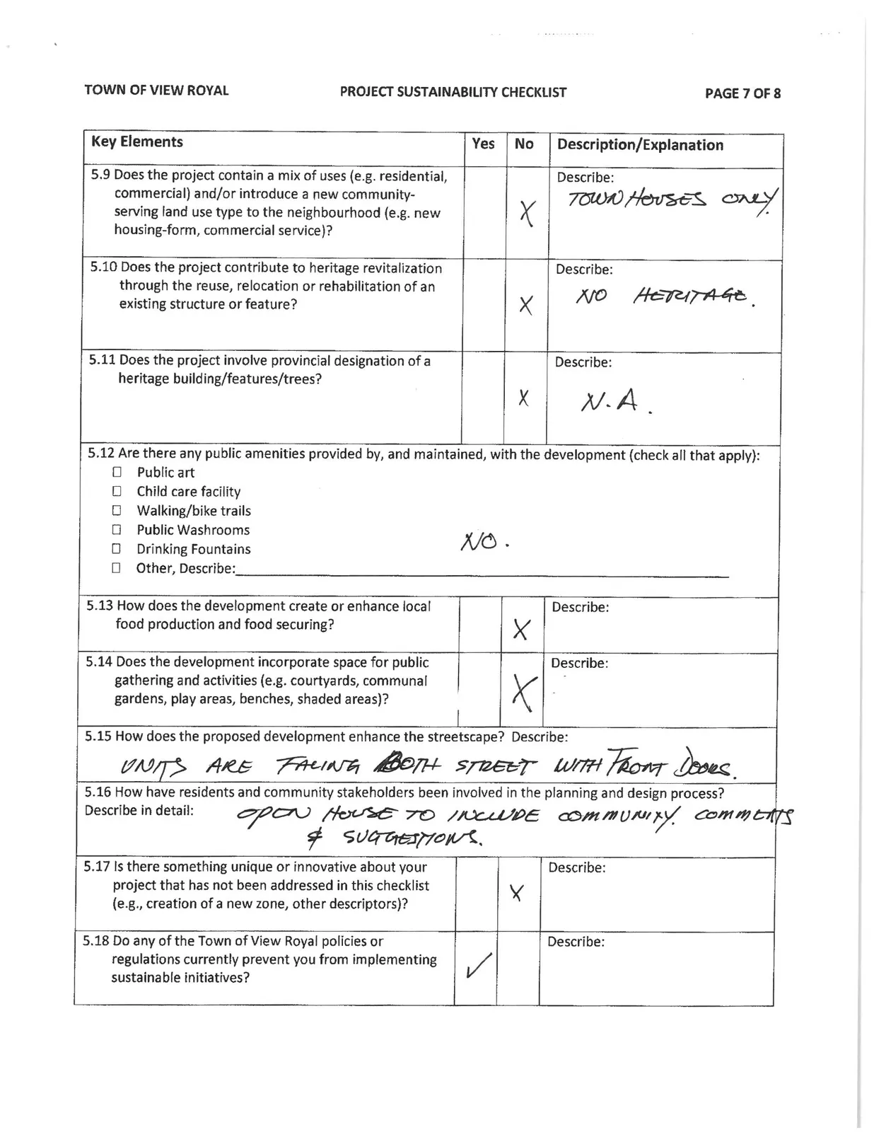 PROJECT SUSTAINABILITY CHECKLIST PAGE 7 OF 8