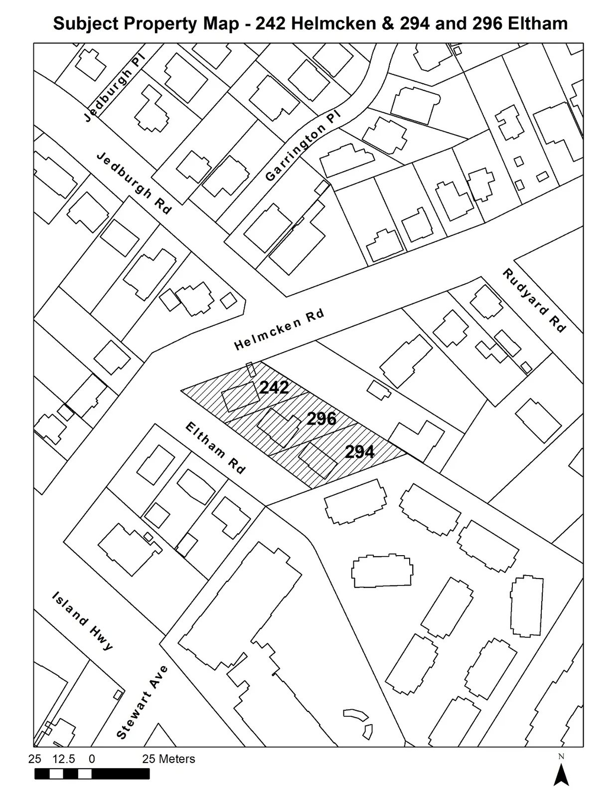 Subject Property Map - 242 Helmcken & 294 and 296 Eltham
