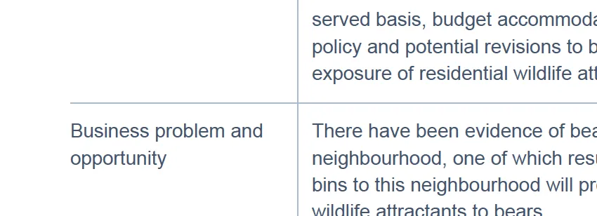 Detail of business problem text