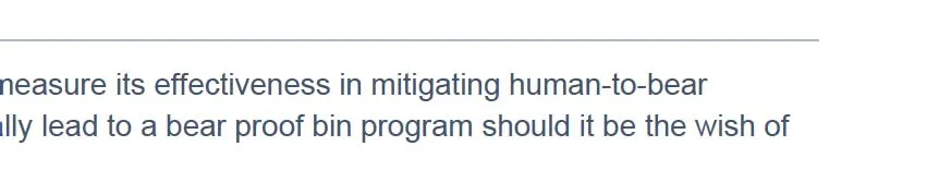 Detail on mitigating bear interactions