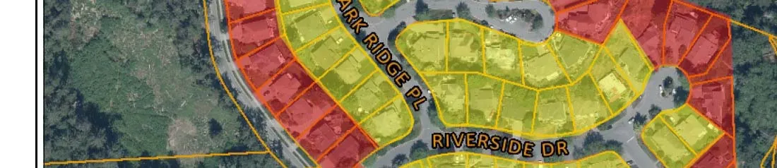 Aerial map section showing Park Ridge Pl and Riverside Dr parcels