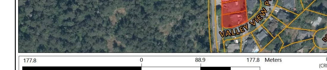 Aerial map section showing Valley View Pl parcels