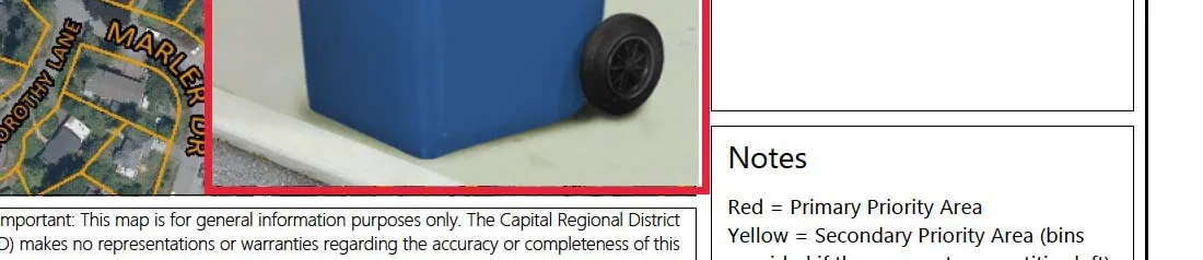 Lower section of bin specification list and Important map usage notes