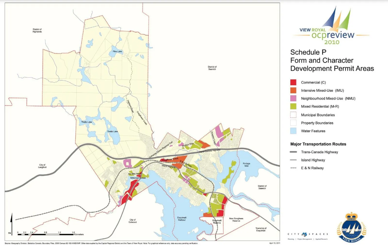 2011 Official Community Plan Schedule P map showing Form and Character Development Permit Areas