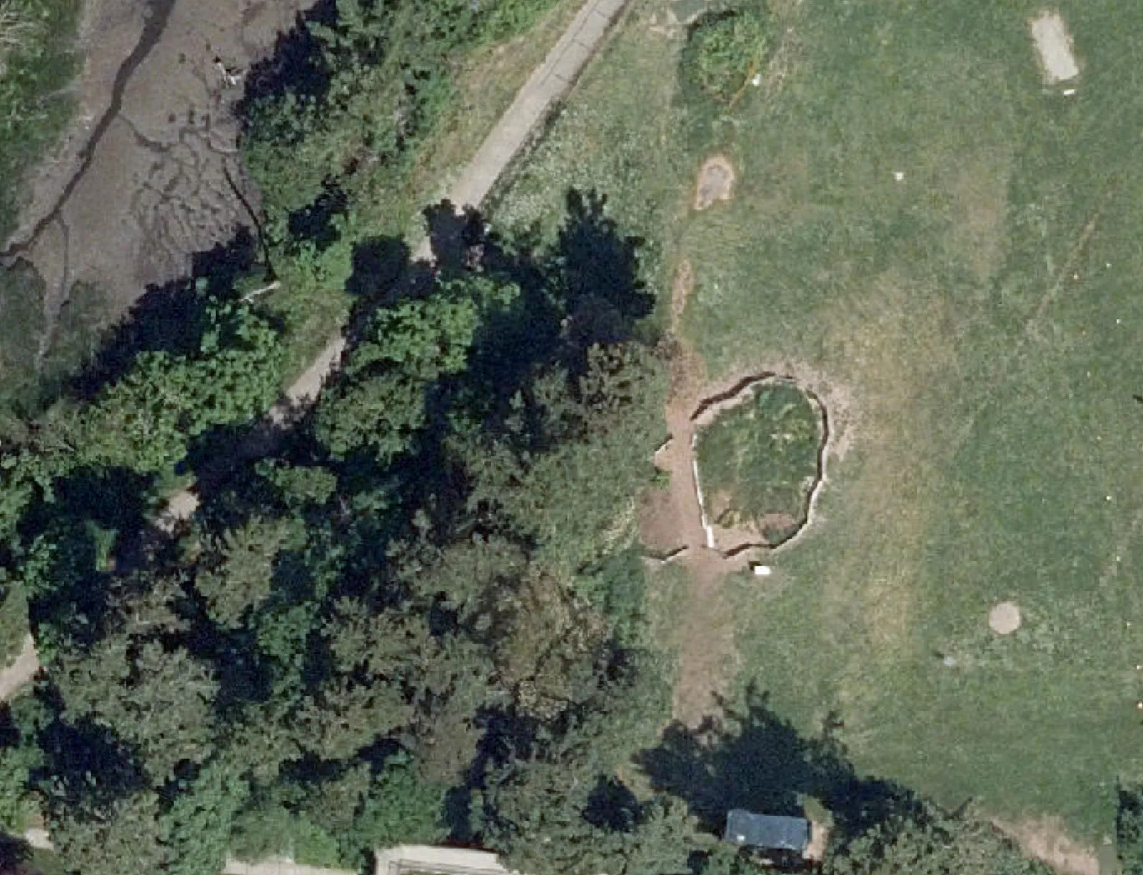 Aerial view of residential properties adjacent to Island Highway near Area 1