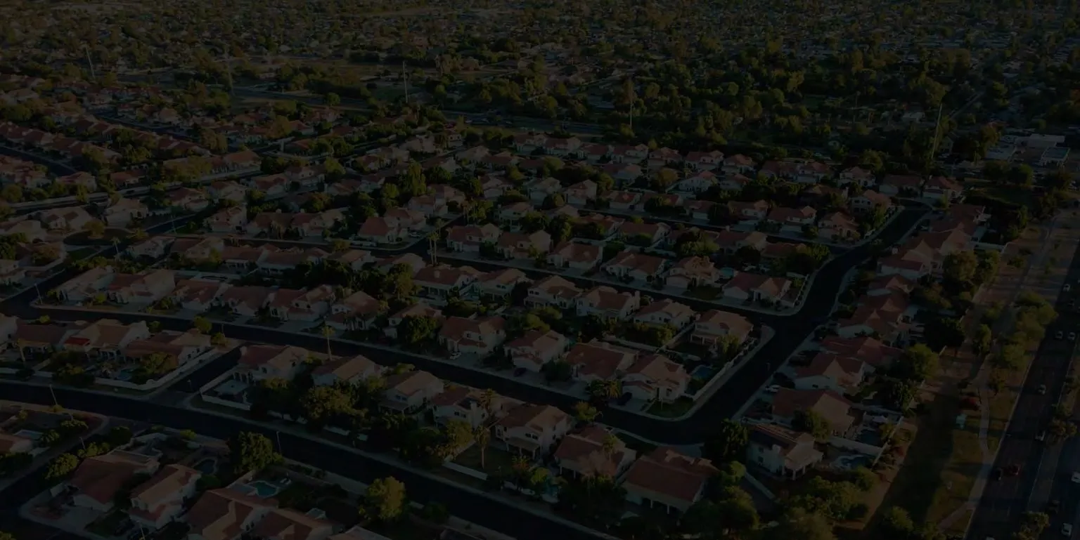Aerial view of suburban residential housing in the Town of View Royal
