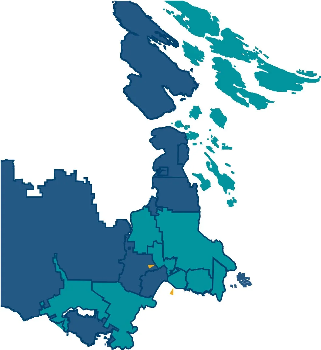 Map of participating jurisdictions including Highlands, Saanich, Southern Gulf Islands, View Royal, Victoria, Oak Bay, Esquimalt, Metchosin, and Sooke