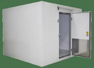 A large industrial-style walk-in freezer unit