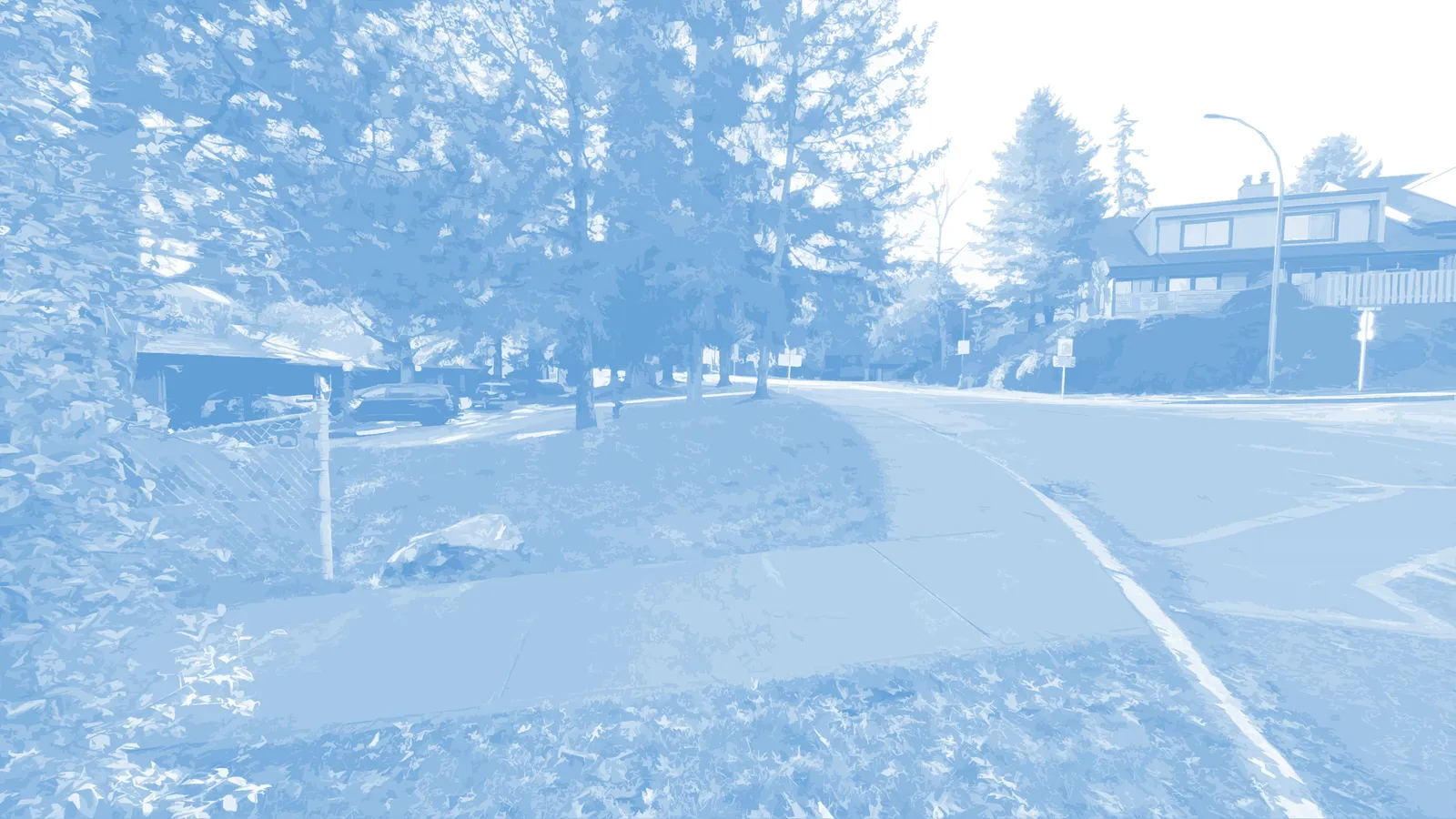 photo rendering showing the proposed placement of a Directional Post at a junction along a park pathway
