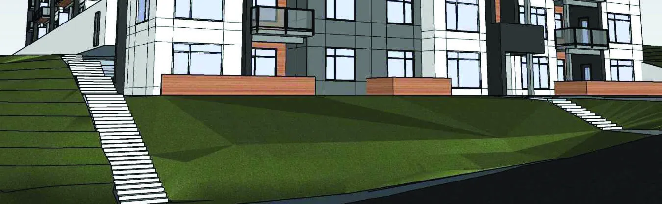 East Elevation - Lower section and site grade rendering