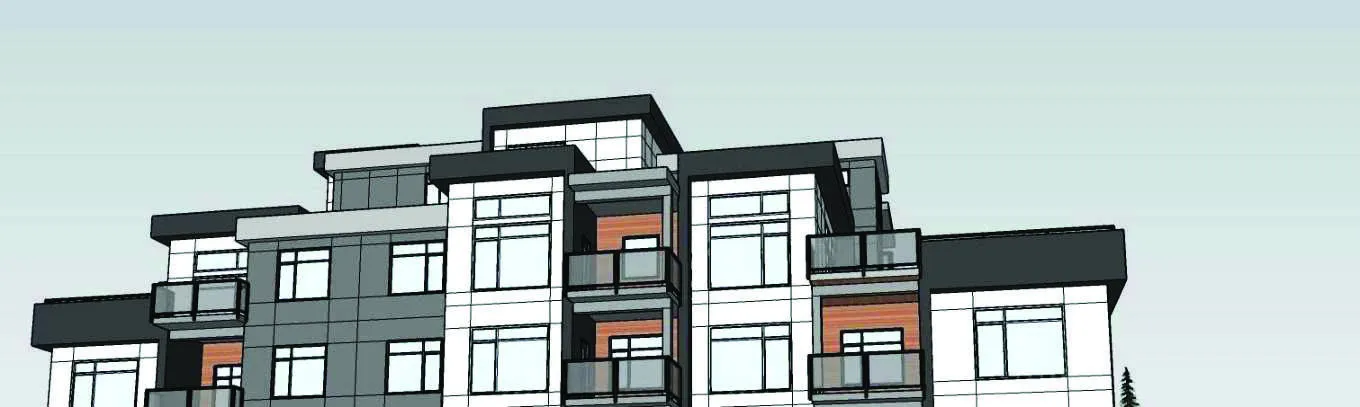 South Elevation - Lower section and main entrance rendering