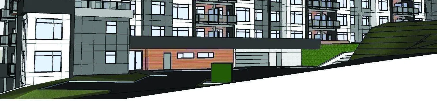 Concept rendering of building perspective from west end