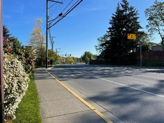 Admirals Rd showing a non-separated sidewalk