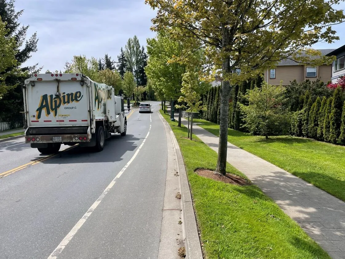 Painted bike lane on Helmcken Road south of Vickery Rd