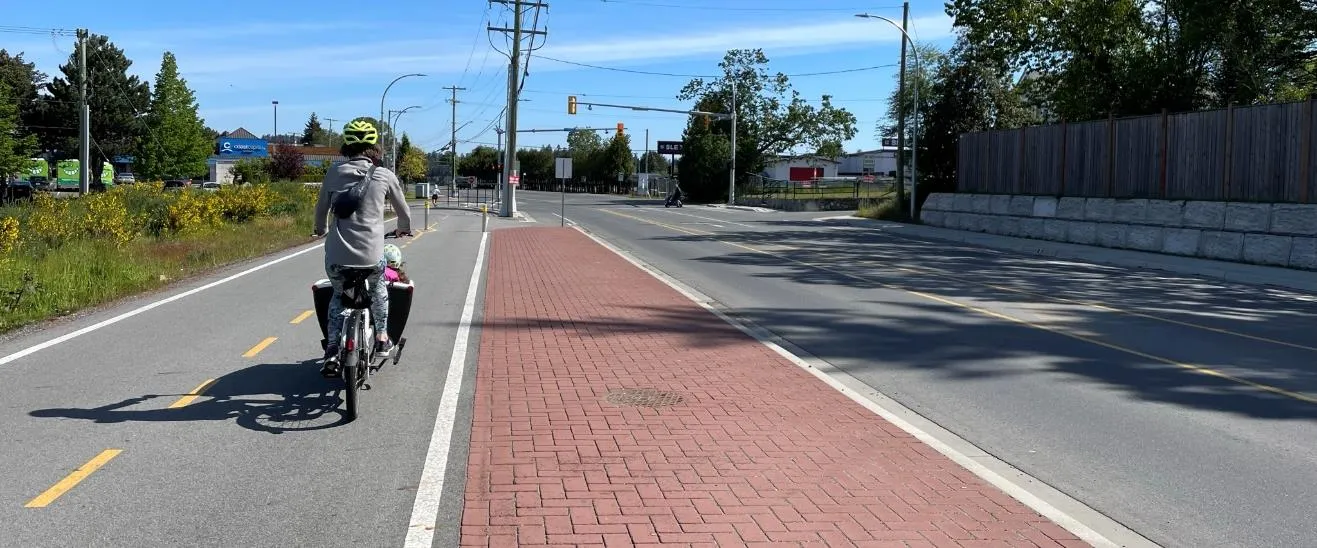 Quick-build bike facility on Tillicum Road in Saanich