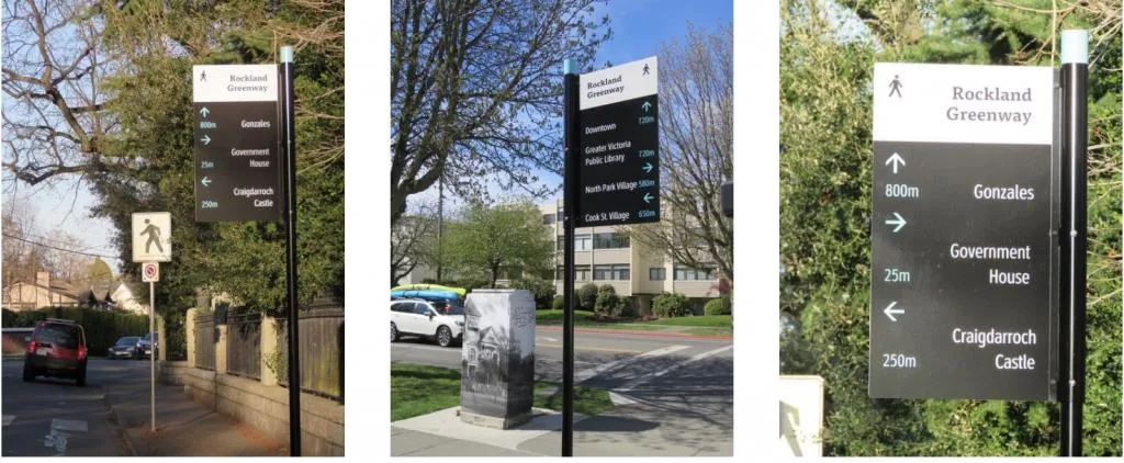 Pedestrian fingerpost signs collage