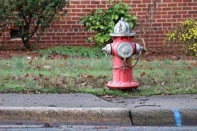Fire hydrant near a brick wall