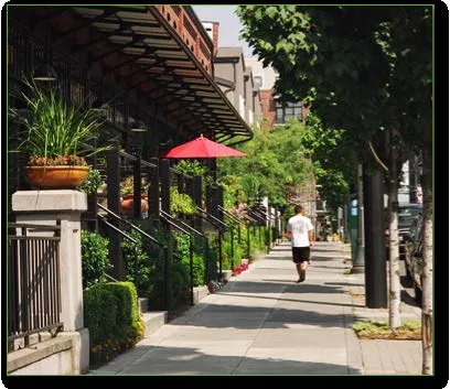 Diagram of streetscape with bike lanes and parking