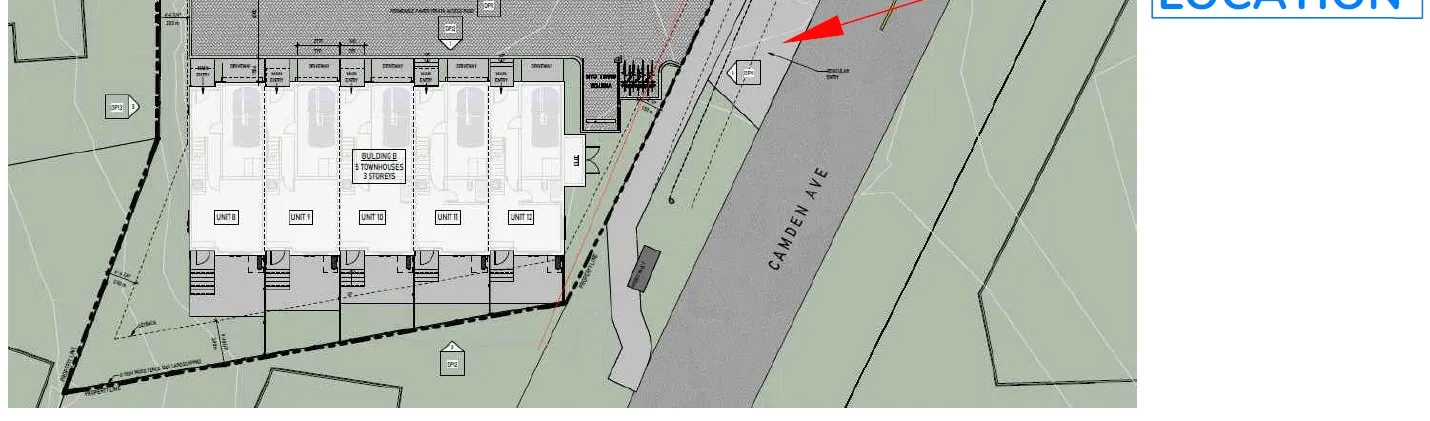 Detailed site plan layout for Building B containing units 8 through 12