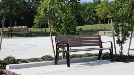Maglin 210 cluster seating picnic table on a paved surface