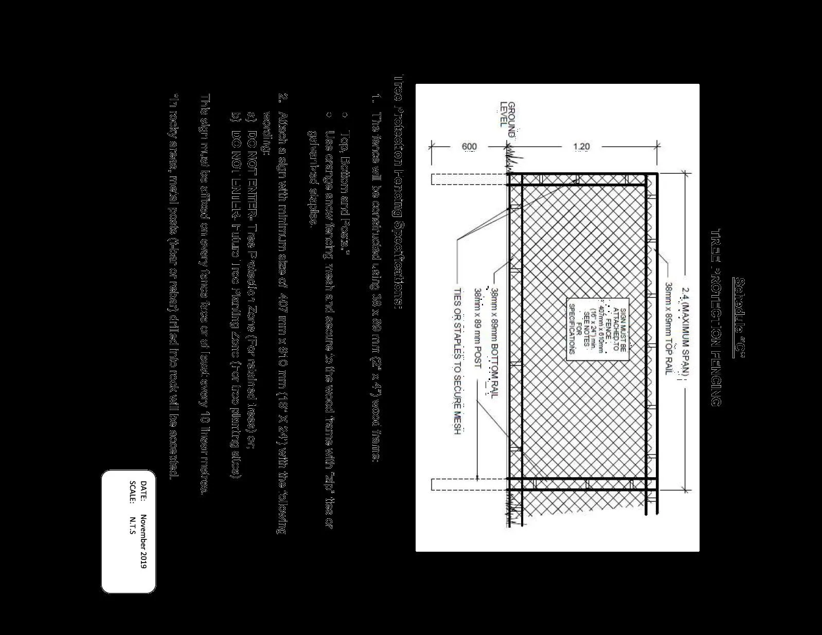Schedule "C" TREE PROTECTION FENCING diagram and specifications.