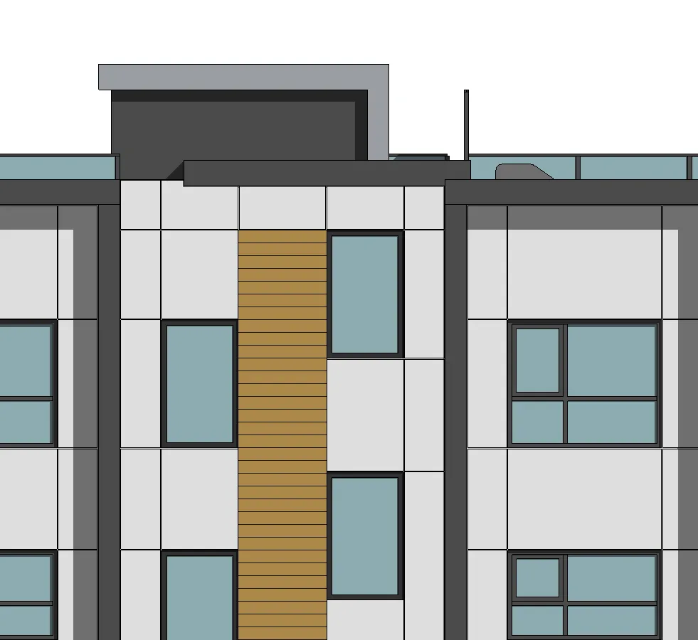 Ground level detail at the right edge of the South Elevation