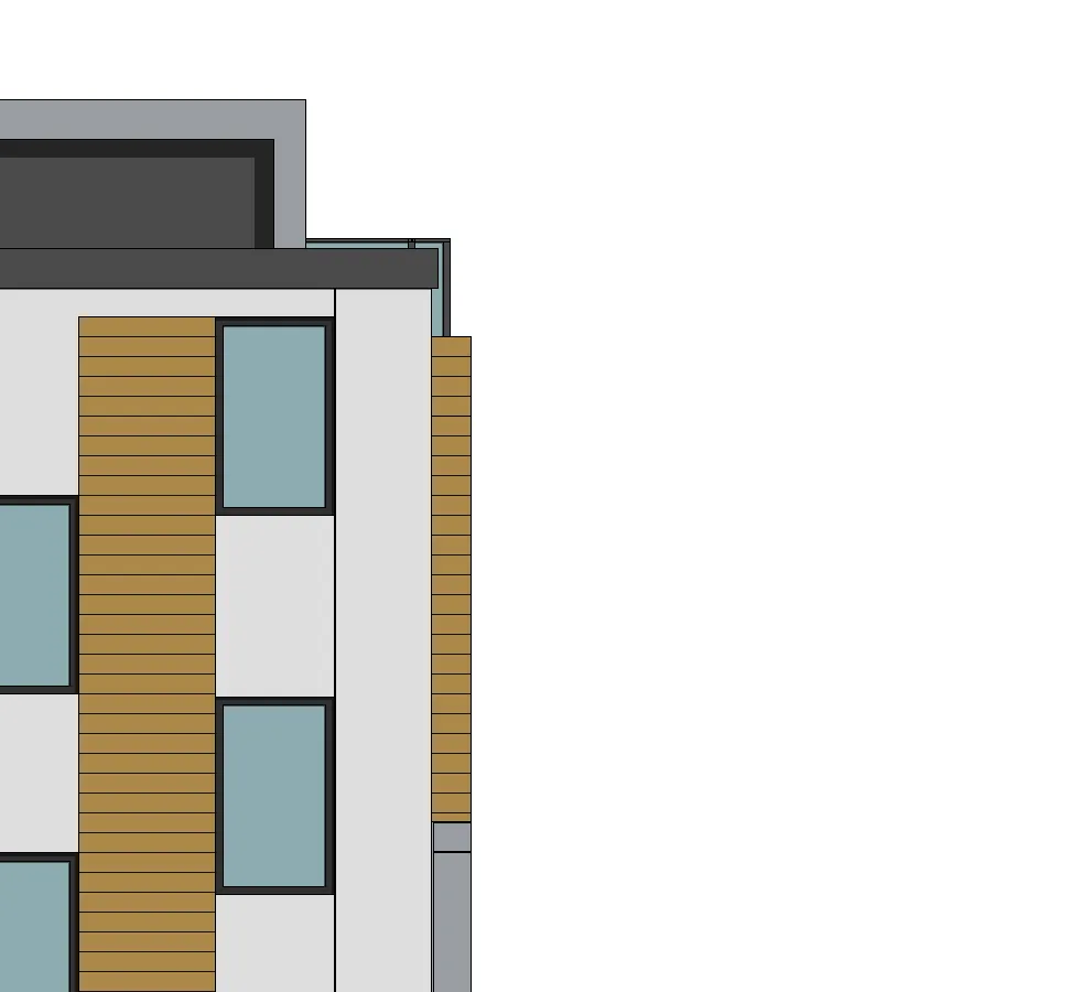 Rooftop detail at the far right edge of Building 4