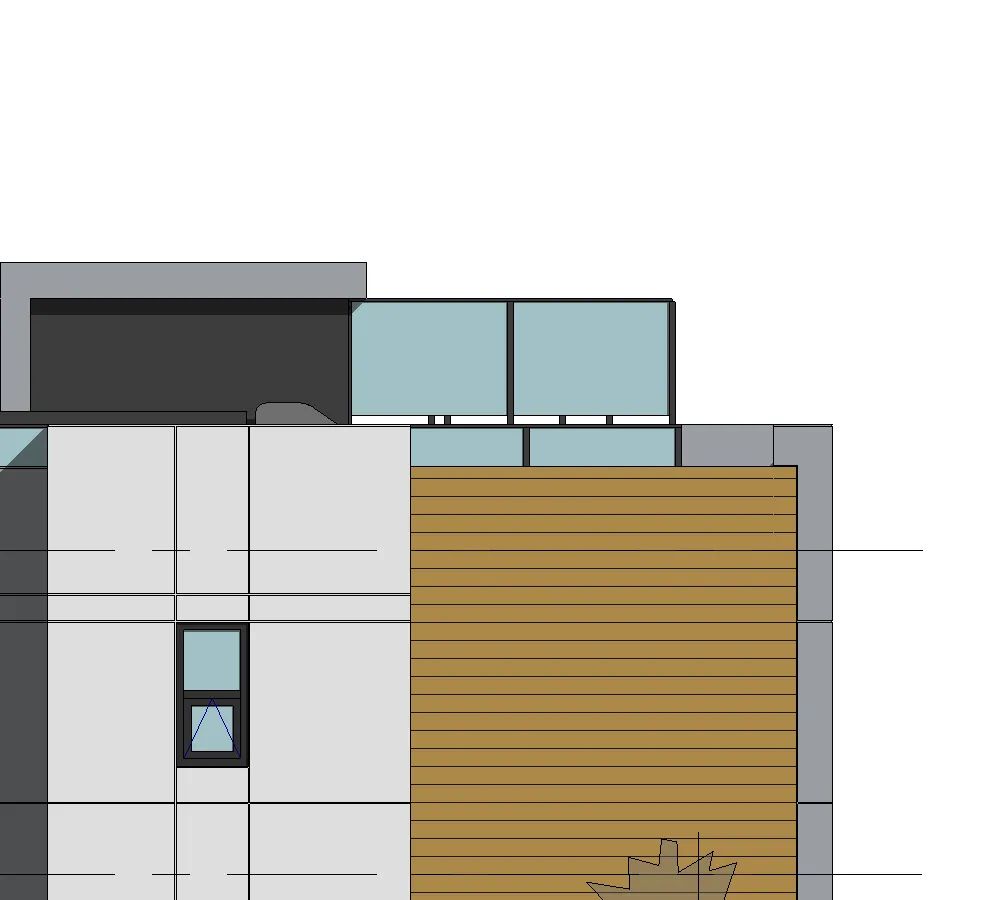 Ground level elevation detail with residential landscaping