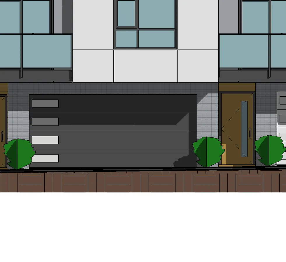 Elevation detail of Building 5 facade facing the courtyard