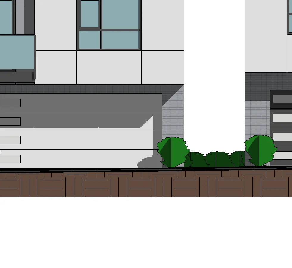 Detail of courtyard facade cladding systems