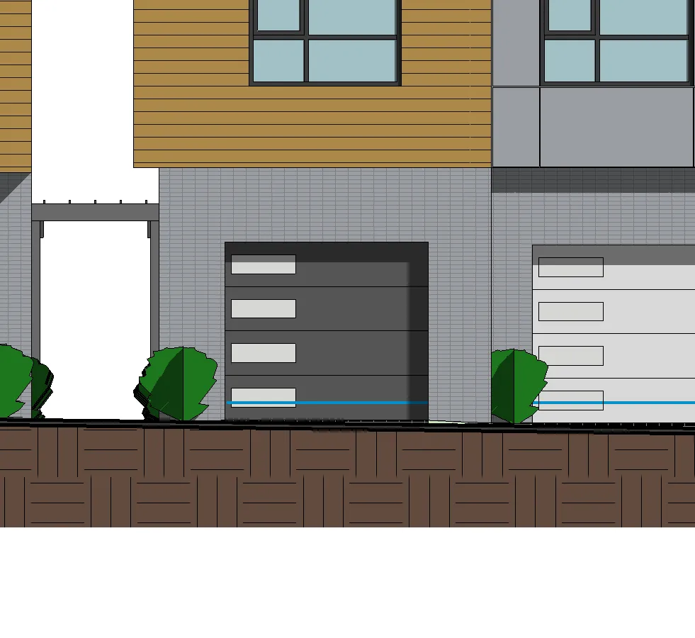Ground level courtyard entryway and landscaping detail