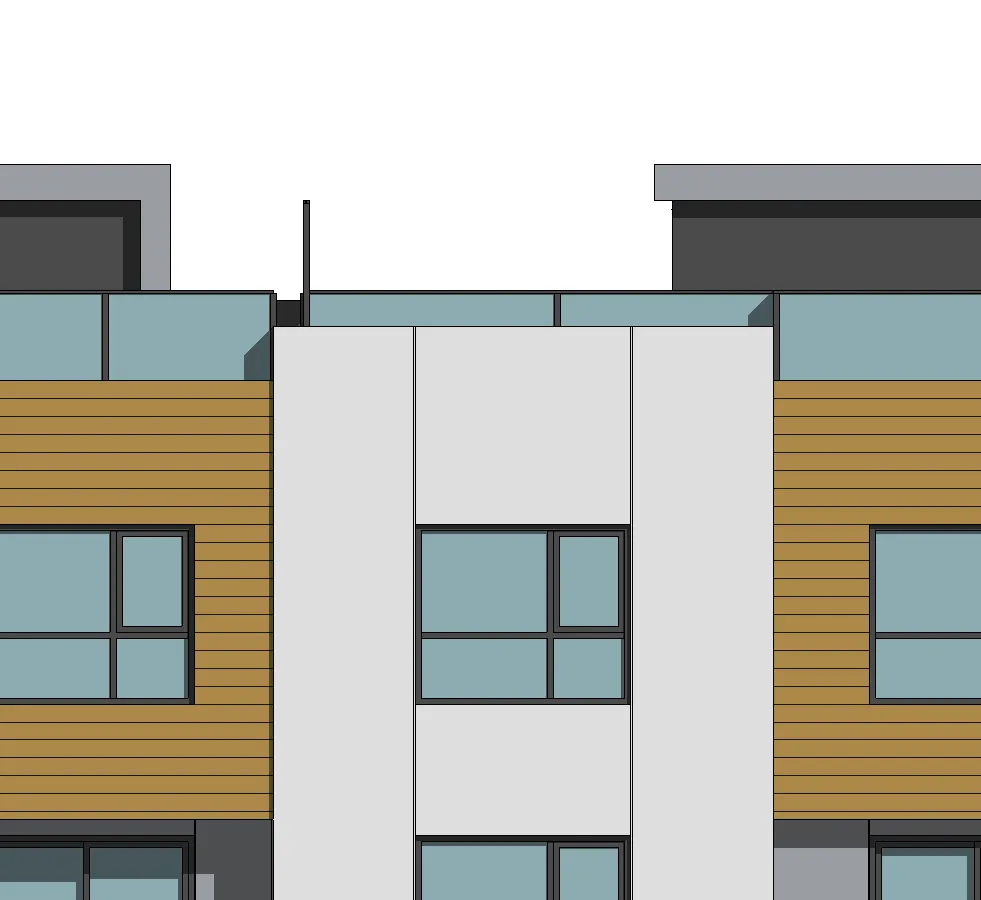 Lower story section detail showing foundation and ground level